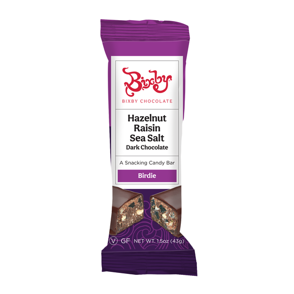 Birdie - Dark Chocolate + Hazelnuts + Raisins + Maine Sea Salt