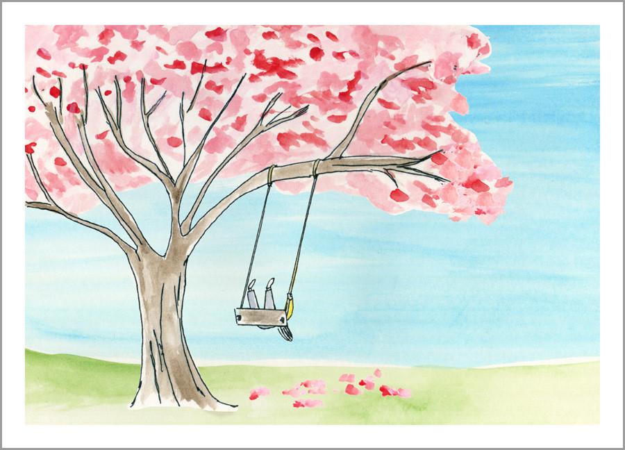 Pink Tree with Swing Card