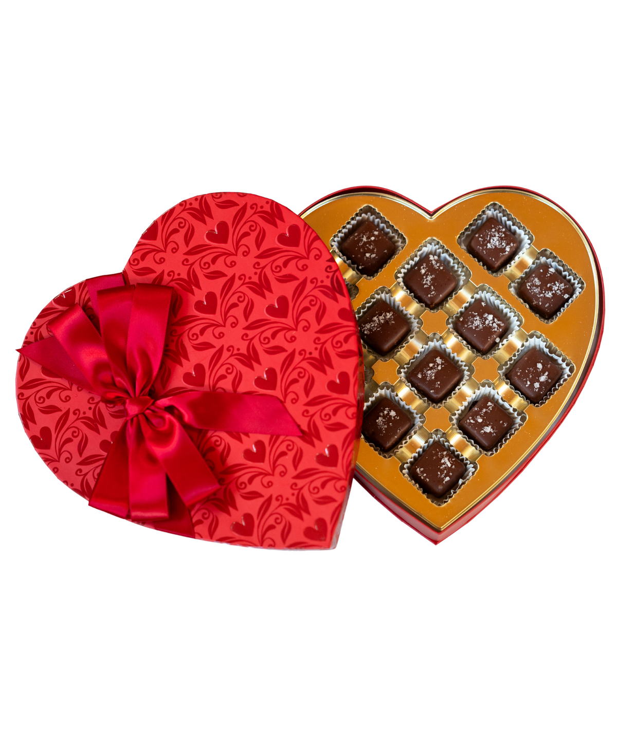 Valentine&#39;s Day Heart Caramel Assortment Mixed Dark + Milk Caramel