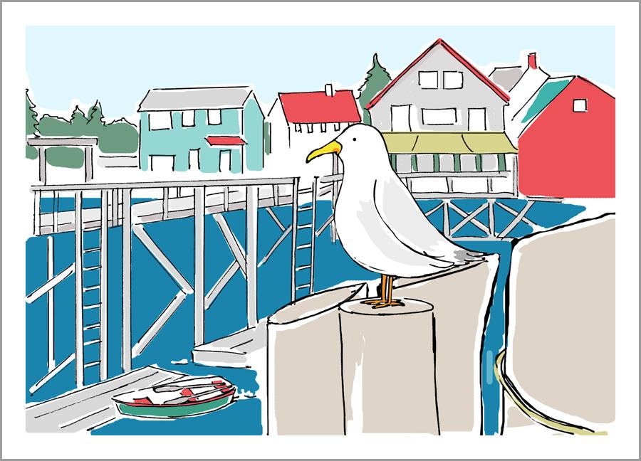 Seagull in Harbor Card
